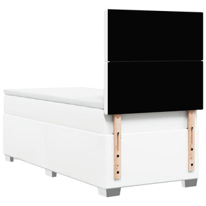 Κρεβάτι Boxspring με Στρώμα Λευκό 90x190εκ. από Συνθετικό Δέρμα