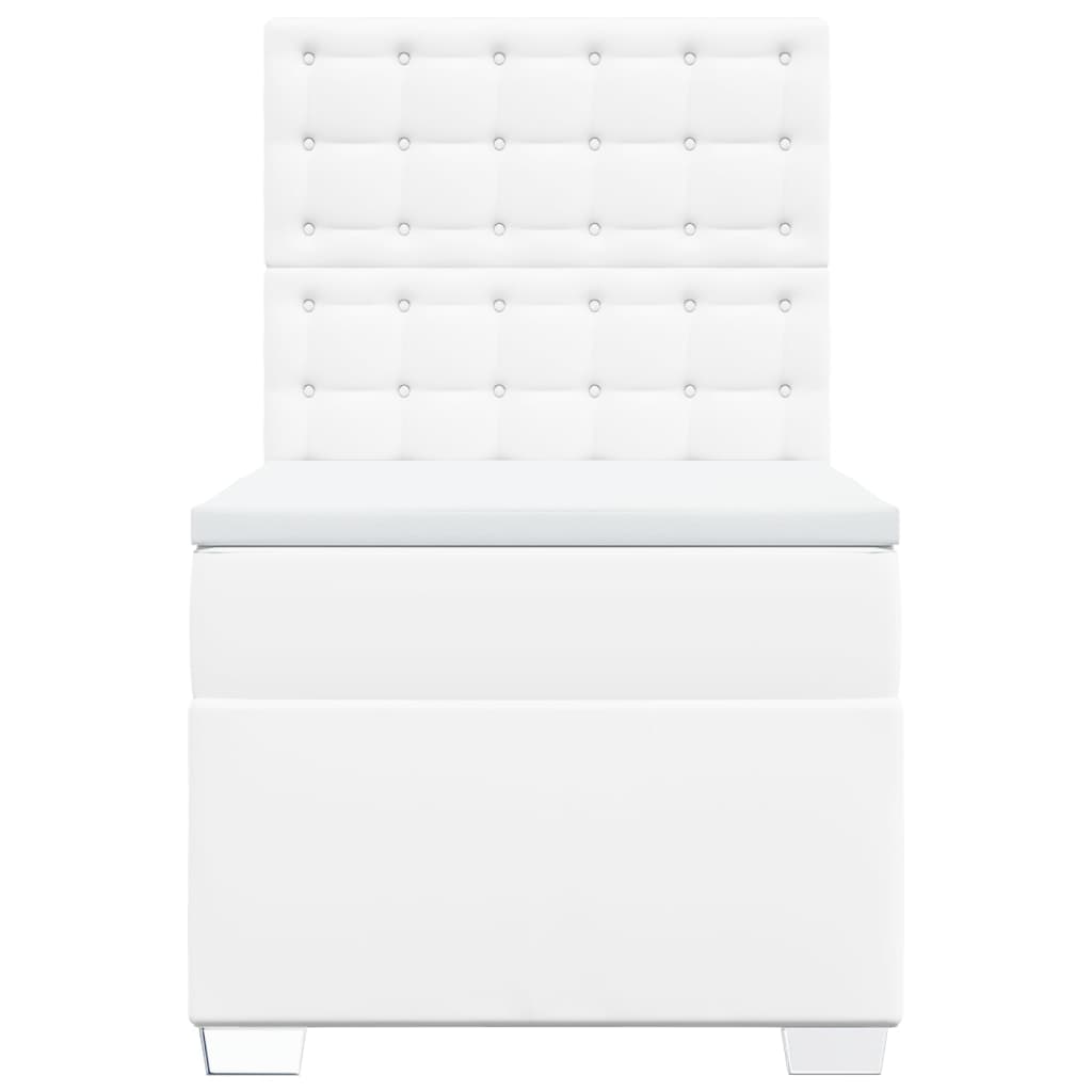 Κρεβάτι Boxspring με Στρώμα Λευκό 90x190εκ. από Συνθετικό Δέρμα