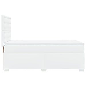 Κρεβάτι Boxspring με Στρώμα Λευκό 90x190εκ. από Συνθετικό Δέρμα