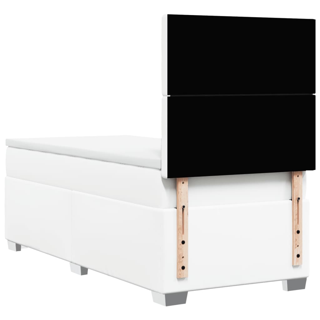 Κρεβάτι Boxspring με Στρώμα Λευκό 90x200εκ. από Συνθετικό Δέρμα - Pakobazaar