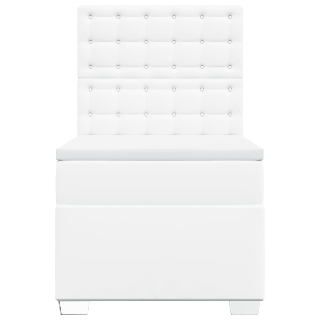Κρεβάτι Boxspring με Στρώμα Λευκό 90x200εκ. από Συνθετικό Δέρμα - Pakobazaar