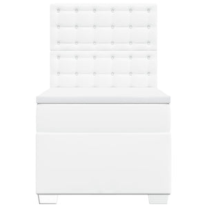 Κρεβάτι Boxspring με Στρώμα Λευκό 90x200εκ. από Συνθετικό Δέρμα - Pakobazaar