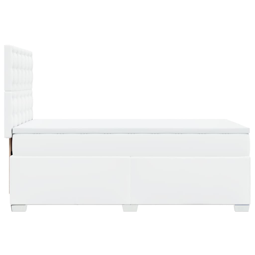 Κρεβάτι Boxspring με Στρώμα Λευκό 90x200εκ. από Συνθετικό Δέρμα - Pakobazaar