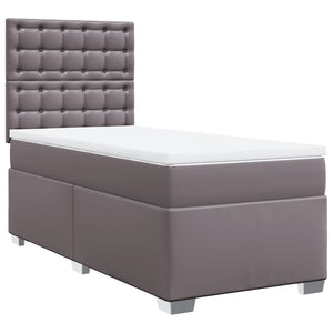 Κρεβάτι Boxspring με Στρώμα Γκρι 90x200 εκ. από Συνθετικό Δέρμα