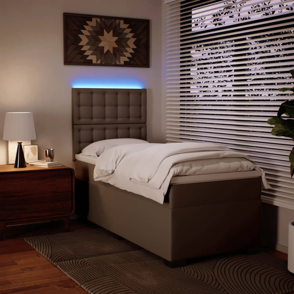 Κρεβάτι Boxspring με Στρώμα Καπουτσίνο 90x200εκ.από Συνθ. Δέρμα