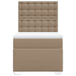 Κρεβάτι Boxspring με Στρώμα Καπουτσίνο 90x200εκ.από Συνθ. Δέρμα