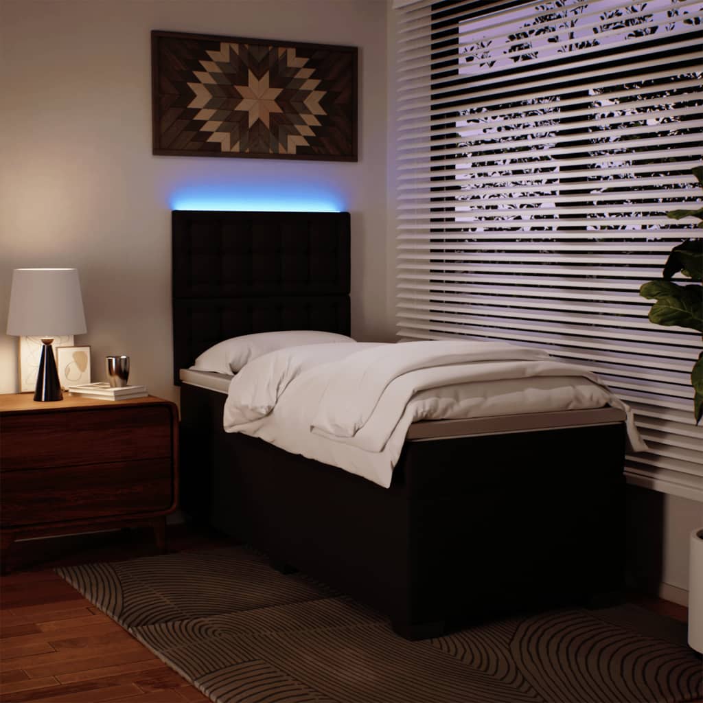 Κρεβάτι Boxspring με Στρώμα Μαύρο 100x200εκ.από Συνθετικό Δέρμα - Pakobazaar