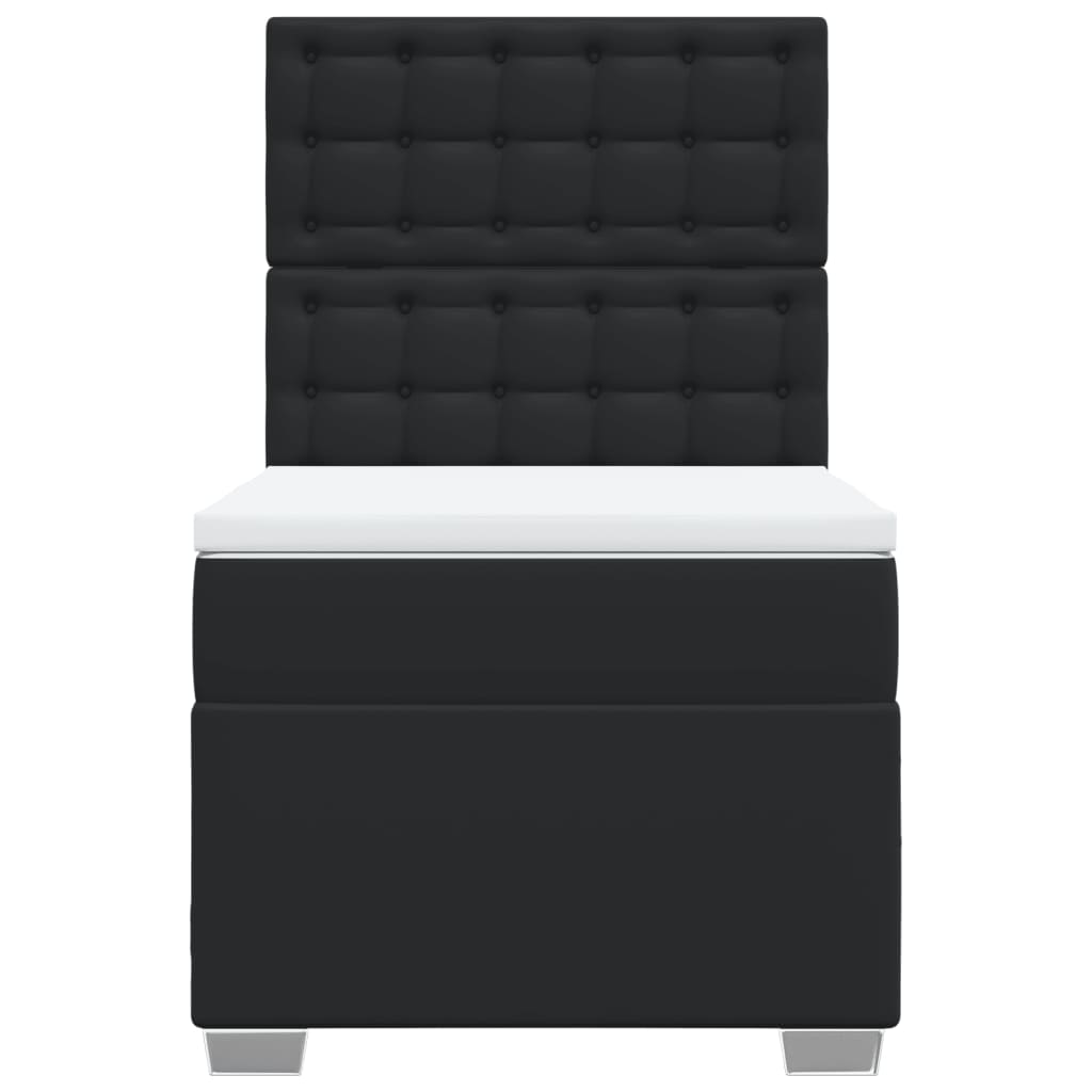 Κρεβάτι Boxspring με Στρώμα Μαύρο 100x200εκ.από Συνθετικό Δέρμα - Pakobazaar