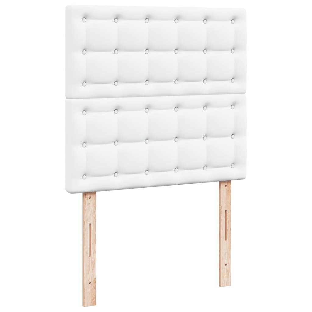 Κρεβάτι Boxspring με Στρώμα Λευκό 100x200εκ.από Συνθετικό Δέρμα - Pakobazaar