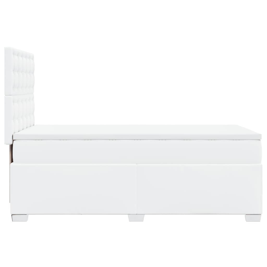 Κρεβάτι Boxspring με Στρώμα Λευκό 100x200εκ.από Συνθετικό Δέρμα - Pakobazaar