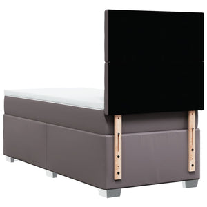 Κρεβάτι Boxspring με Στρώμα Γκρι 100x200εκ. από Συνθετικό Δέρμα - Pakobazaar