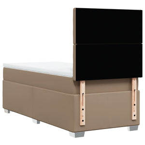 Κρεβάτι Boxspring με Στρώμα Καπουτσίνο 100x200εκ.από Συνθ.Δέρμα - Pakobazaar