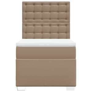 Κρεβάτι Boxspring με Στρώμα Καπουτσίνο 100x200εκ.από Συνθ.Δέρμα - Pakobazaar