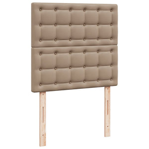 Κρεβάτι Boxspring με Στρώμα Καπουτσίνο 100x200εκ.από Συνθ.Δέρμα - Pakobazaar