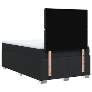 Κρεβάτι Boxspring με Στρώμα Μαύρο 120x190εκ.από Συνθετικό Δέρμα - Pakobazaar