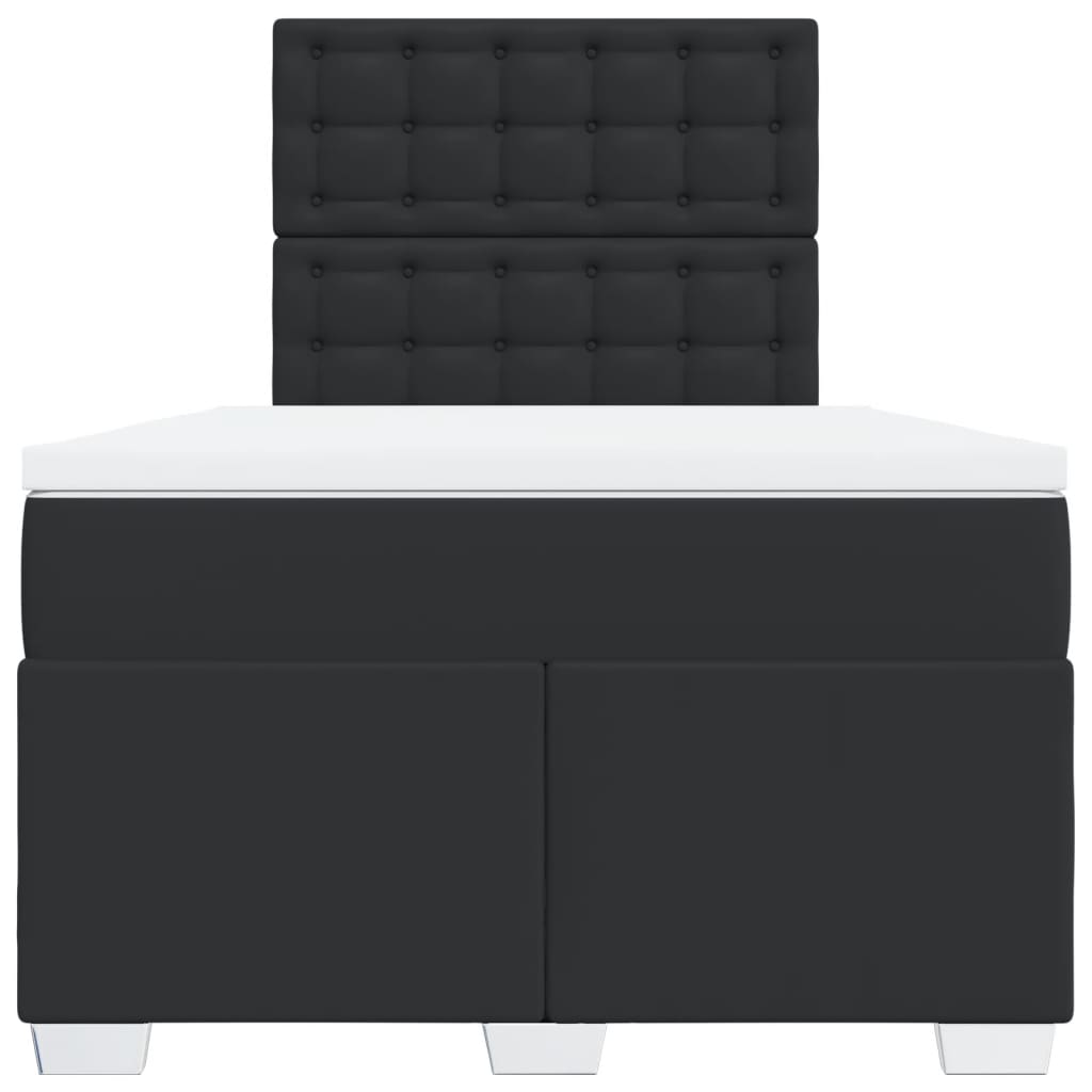 Κρεβάτι Boxspring με Στρώμα Μαύρο 120x190εκ.από Συνθετικό Δέρμα - Pakobazaar