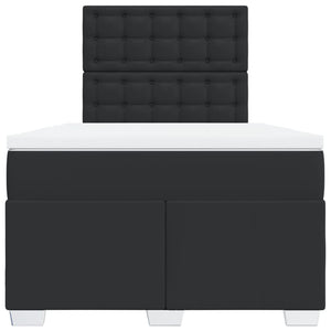 Κρεβάτι Boxspring με Στρώμα Μαύρο 120x190εκ.από Συνθετικό Δέρμα - Pakobazaar