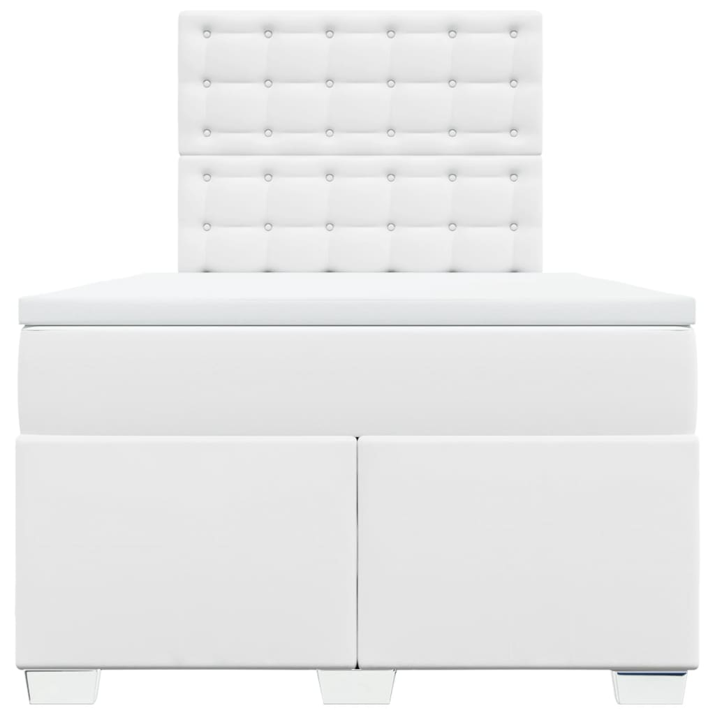 Κρεβάτι Boxspring με Στρώμα Λευκό 120x190εκ.από Συνθετικό Δέρμα - Pakobazaar