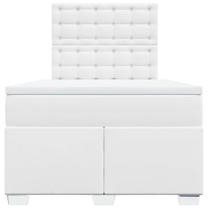 Κρεβάτι Boxspring με Στρώμα Λευκό 120x190εκ.από Συνθετικό Δέρμα - Pakobazaar