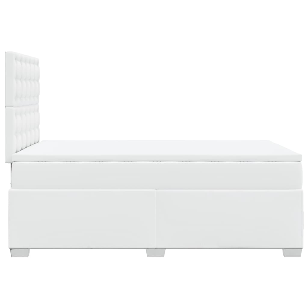 Κρεβάτι Boxspring με Στρώμα Λευκό 120x190εκ.από Συνθετικό Δέρμα - Pakobazaar