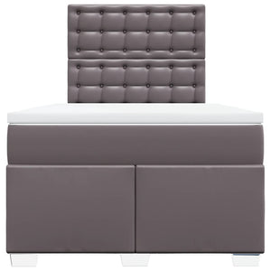 Κρεβάτι Boxspring με Στρώμα Γκρι 120x190εκ. από Συνθετικό Δέρμα - Pakobazaar