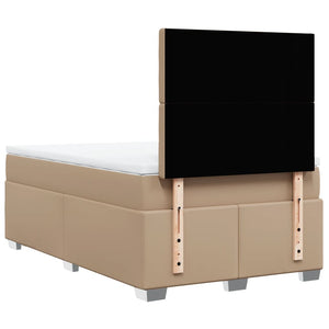Κρεβάτι Boxspring με Στρώμα Καπουτσίνο 120x190εκ.από Συνθ.Δέρμα - Pakobazaar