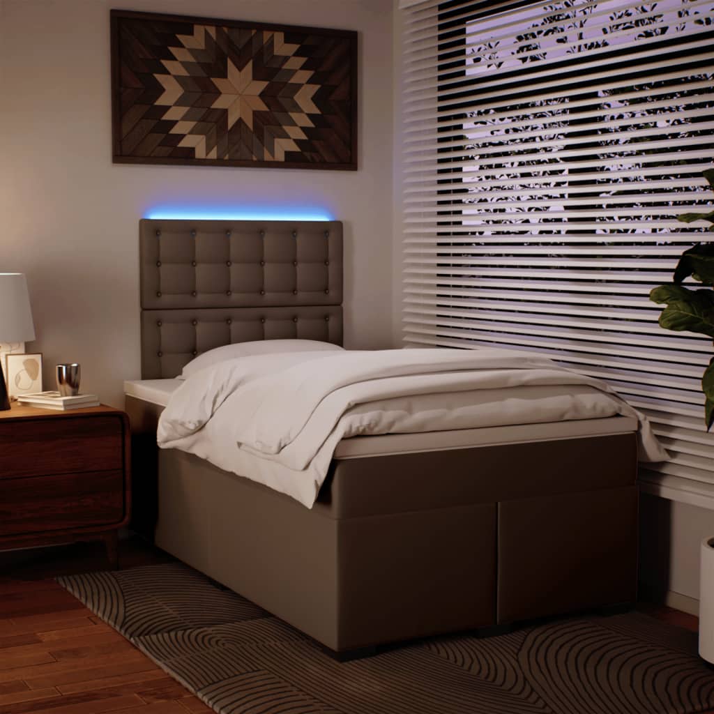 Κρεβάτι Boxspring με Στρώμα Καπουτσίνο 120x190εκ.από Συνθ.Δέρμα - Pakobazaar