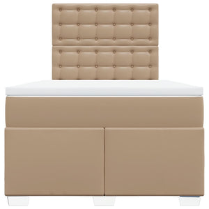 Κρεβάτι Boxspring με Στρώμα Καπουτσίνο 120x190εκ.από Συνθ.Δέρμα - Pakobazaar