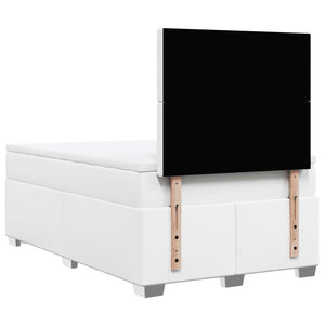 Κρεβάτι Boxspring με Στρώμα Λευκό 120x200εκ.από Συνθετικό Δέρμα - Pakobazaar