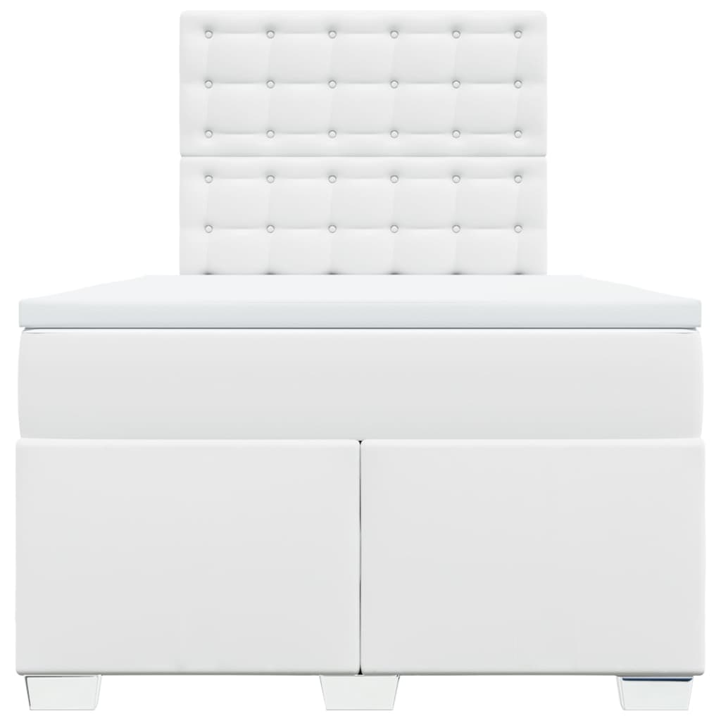Κρεβάτι Boxspring με Στρώμα Λευκό 120x200εκ.από Συνθετικό Δέρμα - Pakobazaar