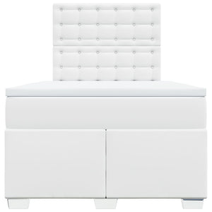 Κρεβάτι Boxspring με Στρώμα Λευκό 120x200εκ.από Συνθετικό Δέρμα - Pakobazaar