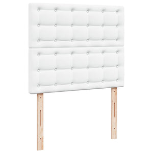 Κρεβάτι Boxspring με Στρώμα Λευκό 120x200εκ.από Συνθετικό Δέρμα - Pakobazaar