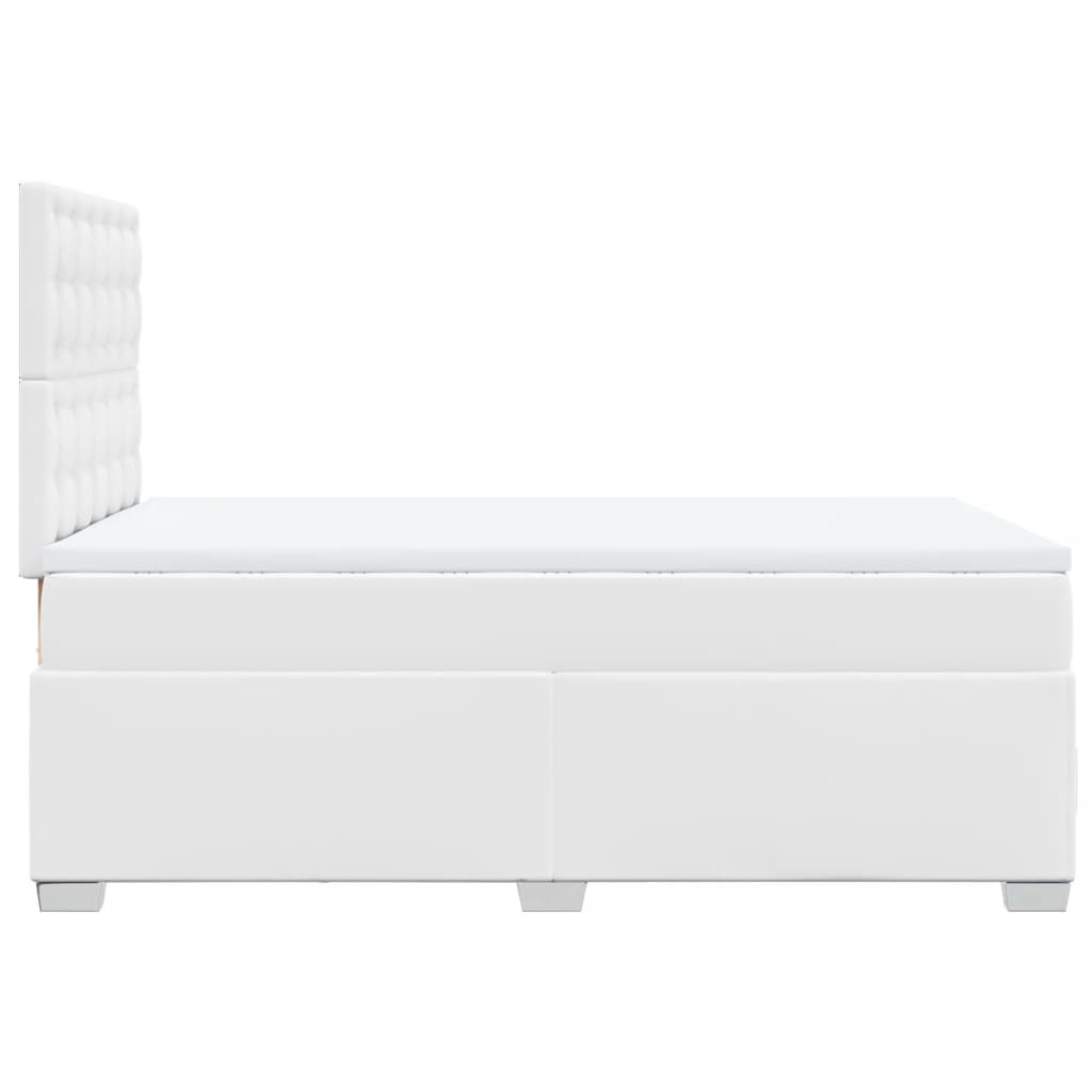 Κρεβάτι Boxspring με Στρώμα Λευκό 120x200εκ.από Συνθετικό Δέρμα - Pakobazaar