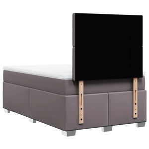 Κρεβάτι Boxspring με Στρώμα Γκρι 120x200εκ. από Συνθετικό Δέρμα - Pakobazaar