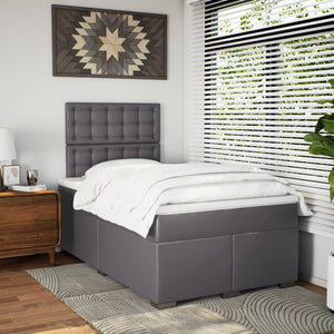 Κρεβάτι Boxspring με Στρώμα Γκρι 120x200εκ. από Συνθετικό Δέρμα - Pakobazaar