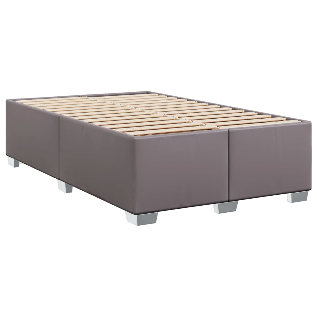 Κρεβάτι Boxspring με Στρώμα Γκρι 120x200εκ. από Συνθετικό Δέρμα - Pakobazaar