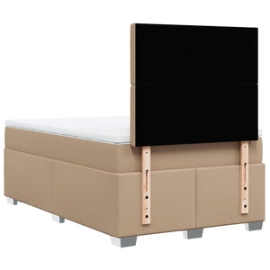 Κρεβάτι Boxspring με Στρώμα Καπουτσίνο 120x200εκ.από Συνθ.Δέρμα - Pakobazaar