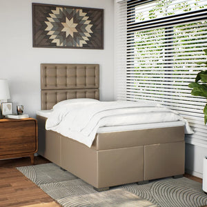 Κρεβάτι Boxspring με Στρώμα Καπουτσίνο 120x200εκ.από Συνθ.Δέρμα - Pakobazaar