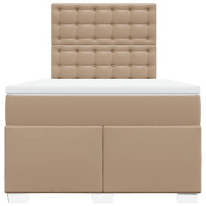Κρεβάτι Boxspring με Στρώμα Καπουτσίνο 120x200εκ.από Συνθ.Δέρμα - Pakobazaar