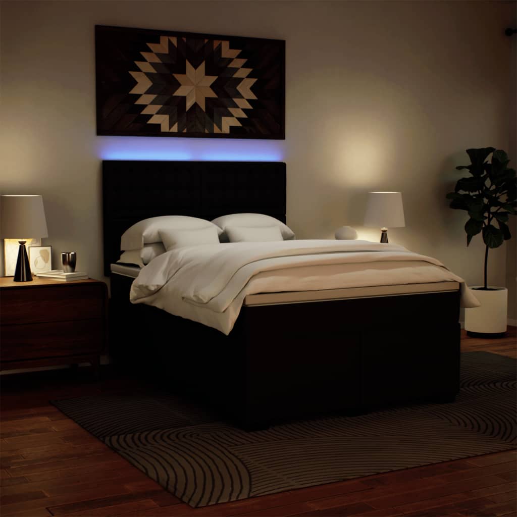 Κρεβάτι Boxspring με Στρώμα Μαύρο 140x190εκ.από Συνθετικό Δέρμα - Pakobazaar