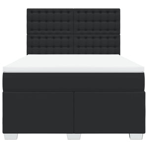 Κρεβάτι Boxspring με Στρώμα Μαύρο 140x190εκ.από Συνθετικό Δέρμα - Pakobazaar