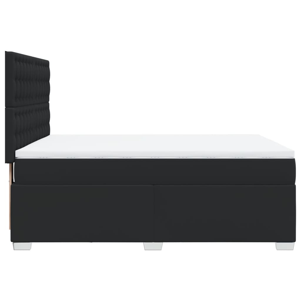 Κρεβάτι Boxspring με Στρώμα Μαύρο 140x190εκ.από Συνθετικό Δέρμα - Pakobazaar