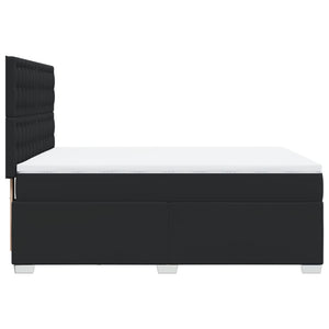 Κρεβάτι Boxspring με Στρώμα Μαύρο 140x190εκ.από Συνθετικό Δέρμα - Pakobazaar