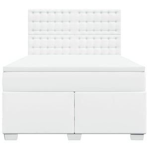 Κρεβάτι Boxspring με Στρώμα Λευκό 140x190εκ.από Συνθετικό Δέρμα - Pakobazaar
