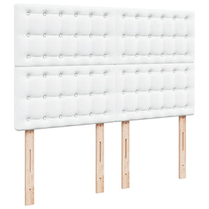 Κρεβάτι Boxspring με Στρώμα Λευκό 140x190εκ.από Συνθετικό Δέρμα - Pakobazaar