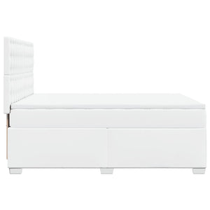 Κρεβάτι Boxspring με Στρώμα Λευκό 140x190εκ.από Συνθετικό Δέρμα - Pakobazaar