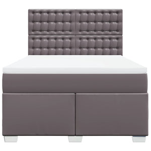 Κρεβάτι Boxspring με Στρώμα Γκρι 140x190εκ. από Συνθετικό Δέρμα - Pakobazaar