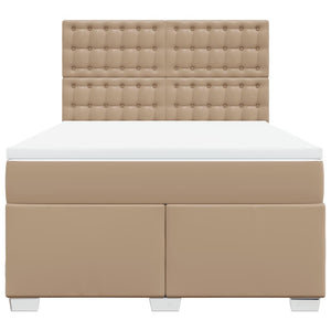 Κρεβάτι Boxspring με Στρώμα Καπουτσίνο 140x190εκ.από Συνθ.Δέρμα - Pakobazaar