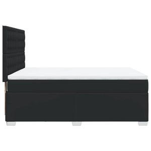 Κρεβάτι Boxspring με Στρώμα Μαύρο 140x200εκ.από Συνθετικό Δέρμα - Pakobazaar