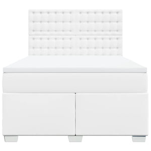 Κρεβάτι Boxspring με Στρώμα Λευκό 140x200εκ.από Συνθετικό Δέρμα - Pakobazaar